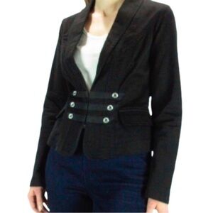 CAbi Style #329 The Band Military Black Blazer w Silver Accent Buttons - Size 8